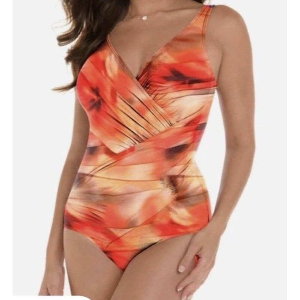 Miraclesuit One Piece Coral Desert Dream Wrap Front Swimsuit Slimming 12
